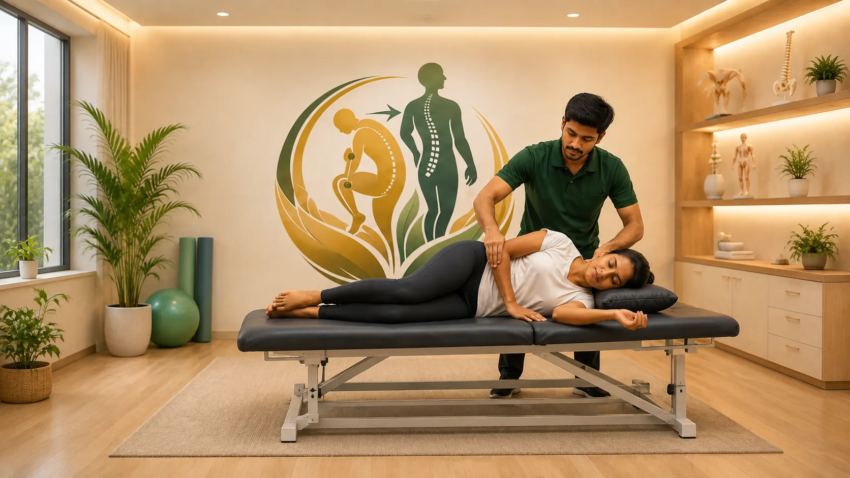 Physiotherapist treating a patient's shoulder at Align & Thrive Physiotherapy Clinic